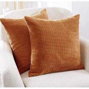 NEW Deconovo Set of 2 20"x20" Square Pillow Covers Burnt Orange Zipper Closure